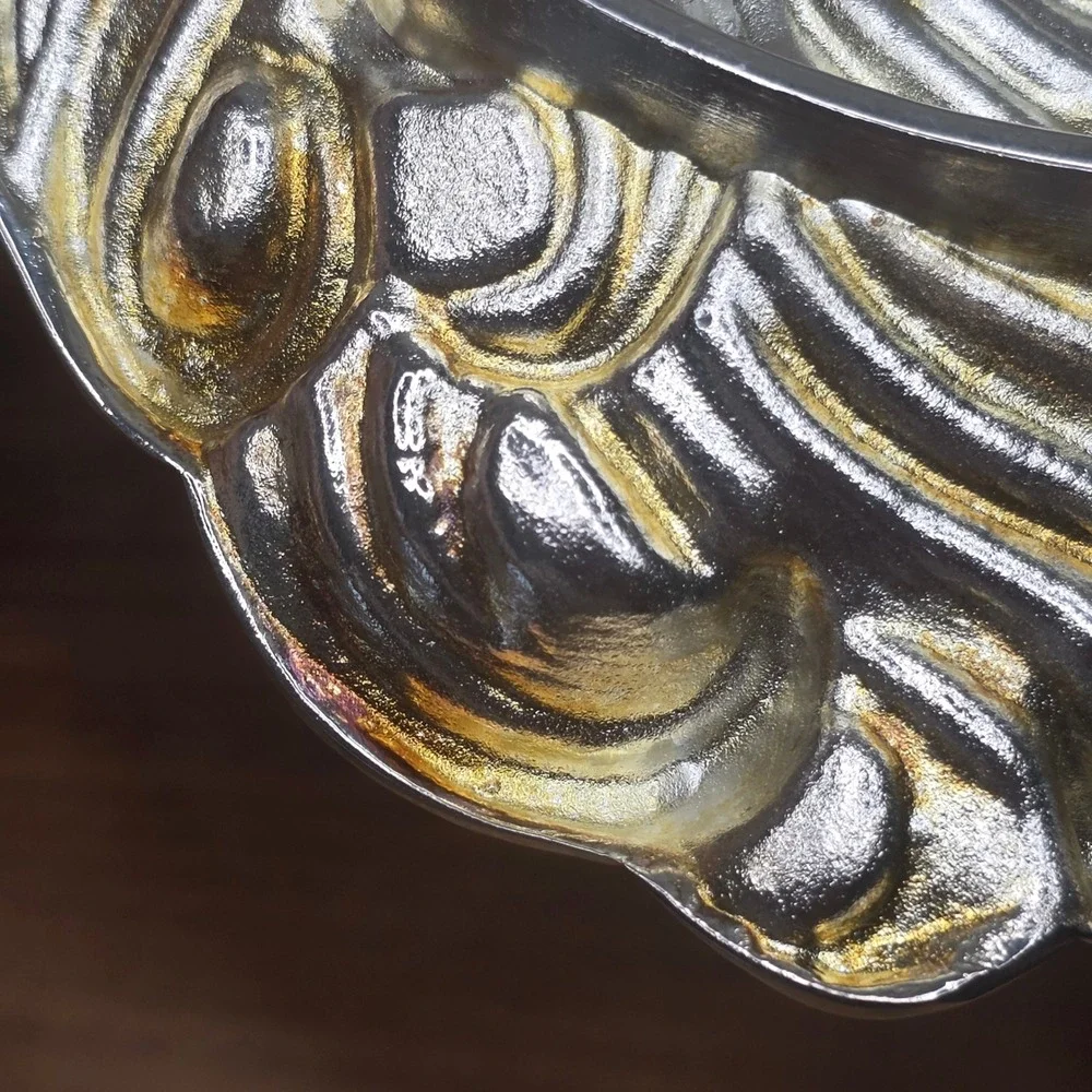 Silver Plated Santa Claus Face Trinket candy Dish Tray International Silver Co